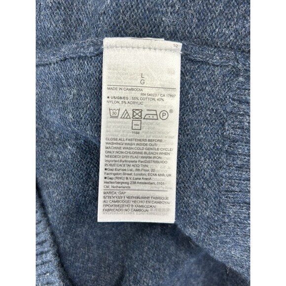 GAP Sweater Men's Large Navy Blue 1/4 Button Mock Neck Outerwear Soft Pullover - Picture 9 of 9
